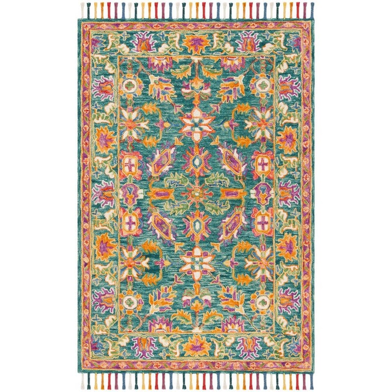 SAFAVIEH Aspen Turquoise/Purple 5 ft. x 8 ft. Border Area Rug APN113K-5