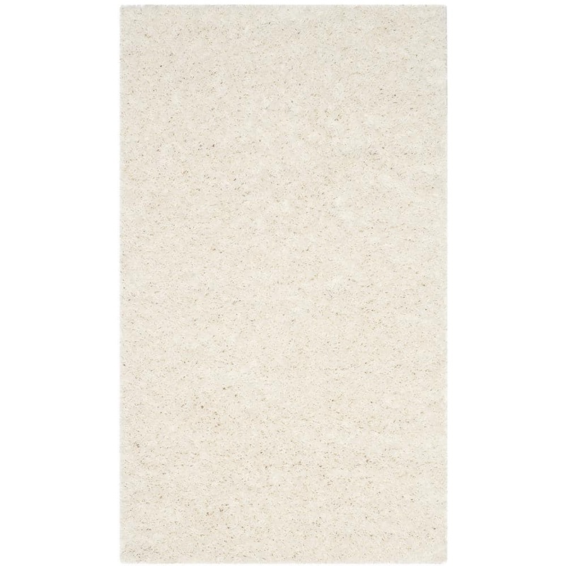 SAFAVIEH Athens Shag White Doormat 3 ft. x 5 ft. Solid Area Rug SGA119B-3