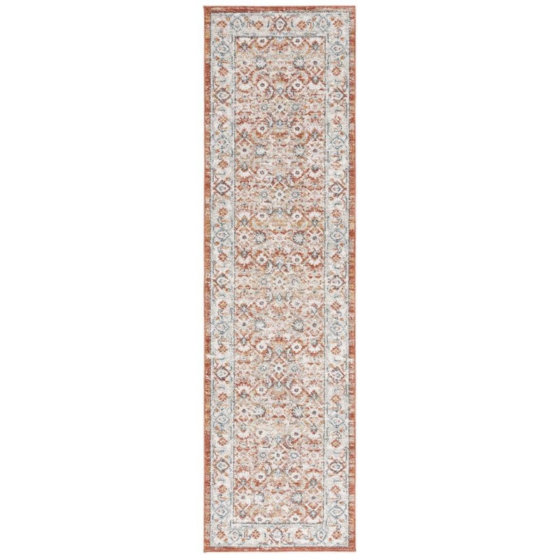 SAFAVIEH Avalon Rust/Gray 2 ft. x 8 ft. Ornate Distressed Border Runner Rug AVA210P-28