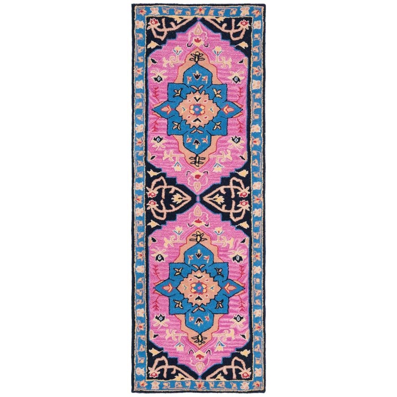 SAFAVIEH Bellagio Pink/Multi 2 ft. x 7 ft. Border Medallion Runner Rug BLG506A-27