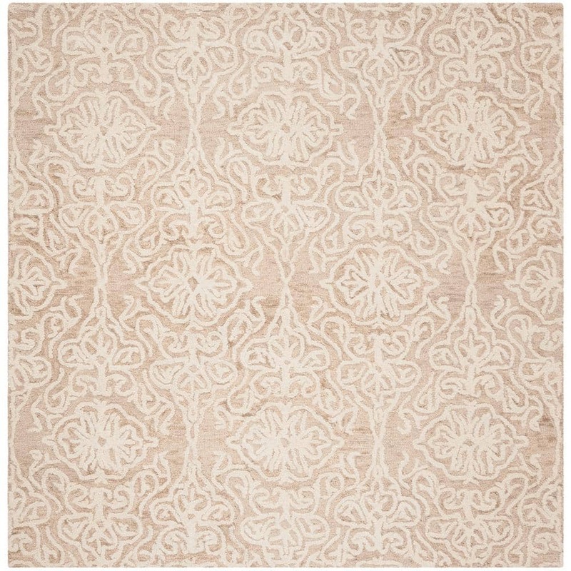 SAFAVIEH Blossom Beige/Ivory 8 ft. x 8 ft. Floral Damask Geometric Square Area Rug BLM112B-8SQ