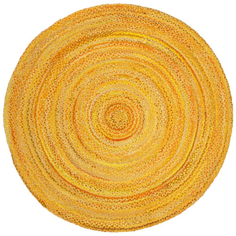 SAFAVIEH Braided Gold 6 ft. x 6 ft. Round Solid Area Rug BRD452D-6R
