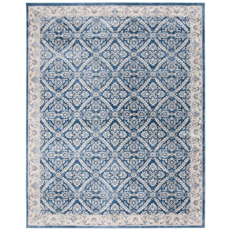 SAFAVIEH Brentwood Navy/Cream 10 ft. x 13 ft. Antique Floral Border Area Rug BNT863N-10