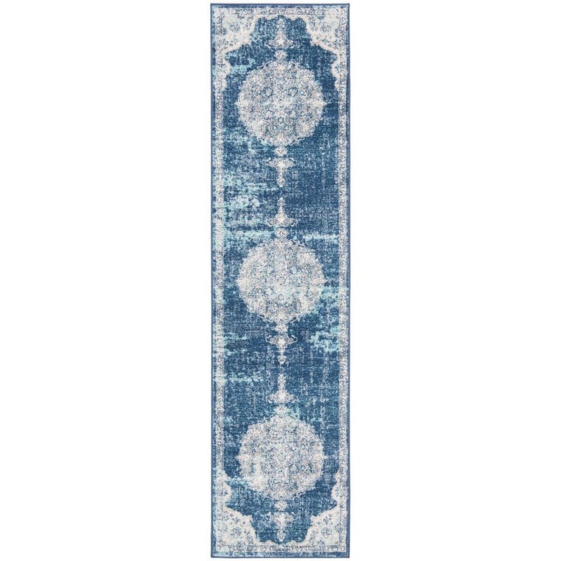 SAFAVIEH Brentwood Navy/Ivory 2 ft. x 6 ft. Border Runner Rug BNT867N-26