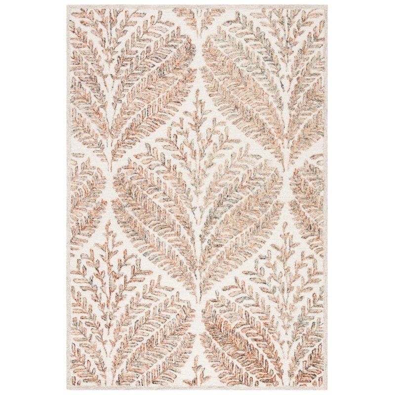 SAFAVIEH Capri Ivory/Brown 4 ft. x 6 ft. Geometric Leaf Area Rug CPR208T-4