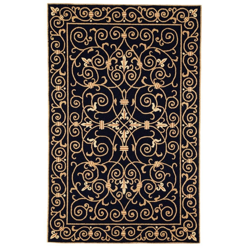 SAFAVIEH Chelsea Black 6 ft. x 9 ft. Interlaced Floral Border Area Rug HK11A-6