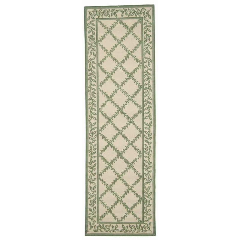 SAFAVIEH Chelsea Ivory/Light Green 3 ft. x 12 ft. Border Runner Rug HK230B-212