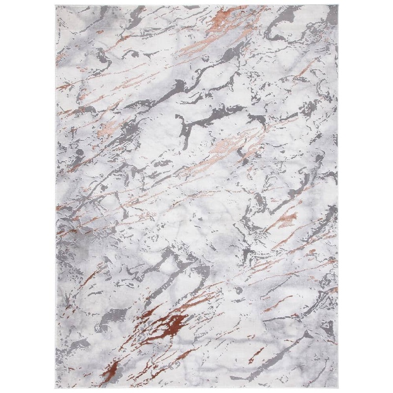SAFAVIEH Craft Gray/Brown 5 ft. x 8 ft. Abstract Marble Area Rug CFT866F-5