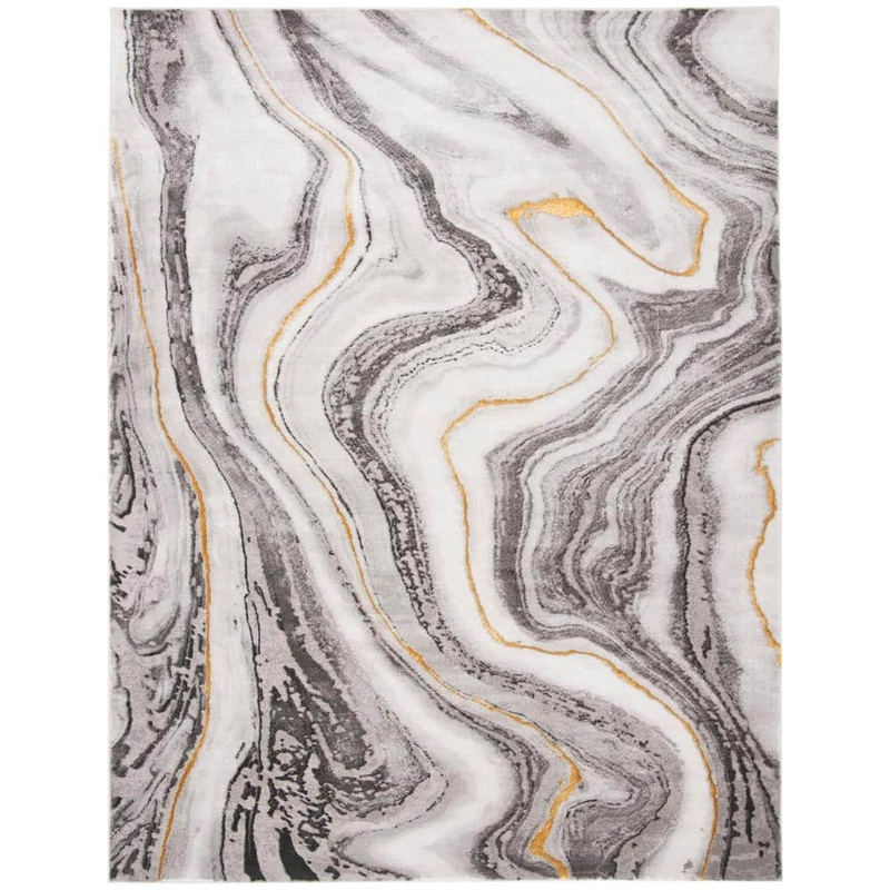 SAFAVIEH Craft Gray/Gold 11 ft. x 14 ft. Marbled Abstract Area Rug CFT819F-10