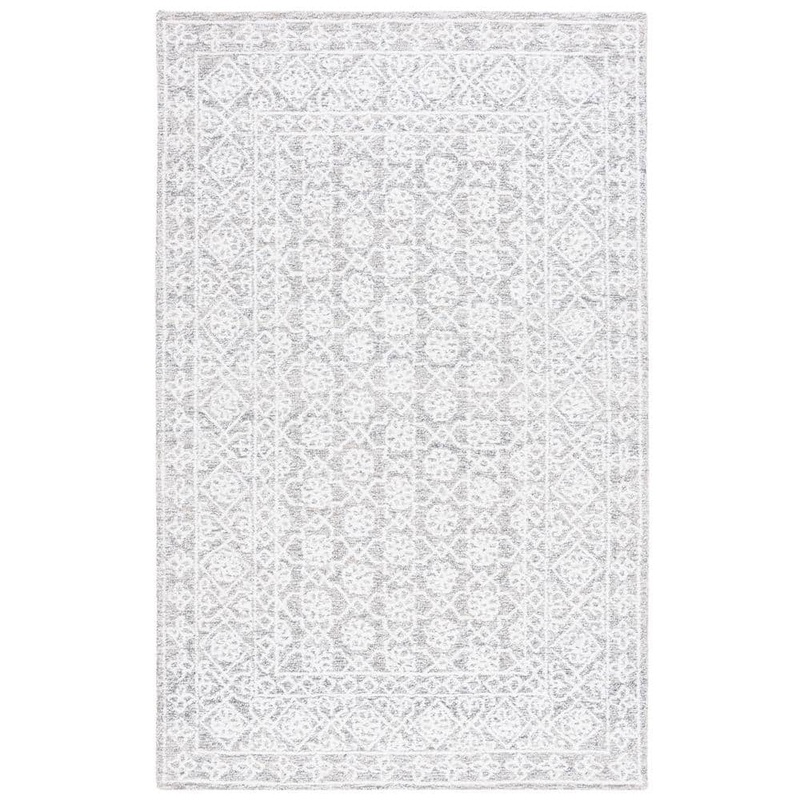 SAFAVIEH Ebony Ivory/Gray 8 ft. x 10 ft. Floral Area Rug EBN212F-8