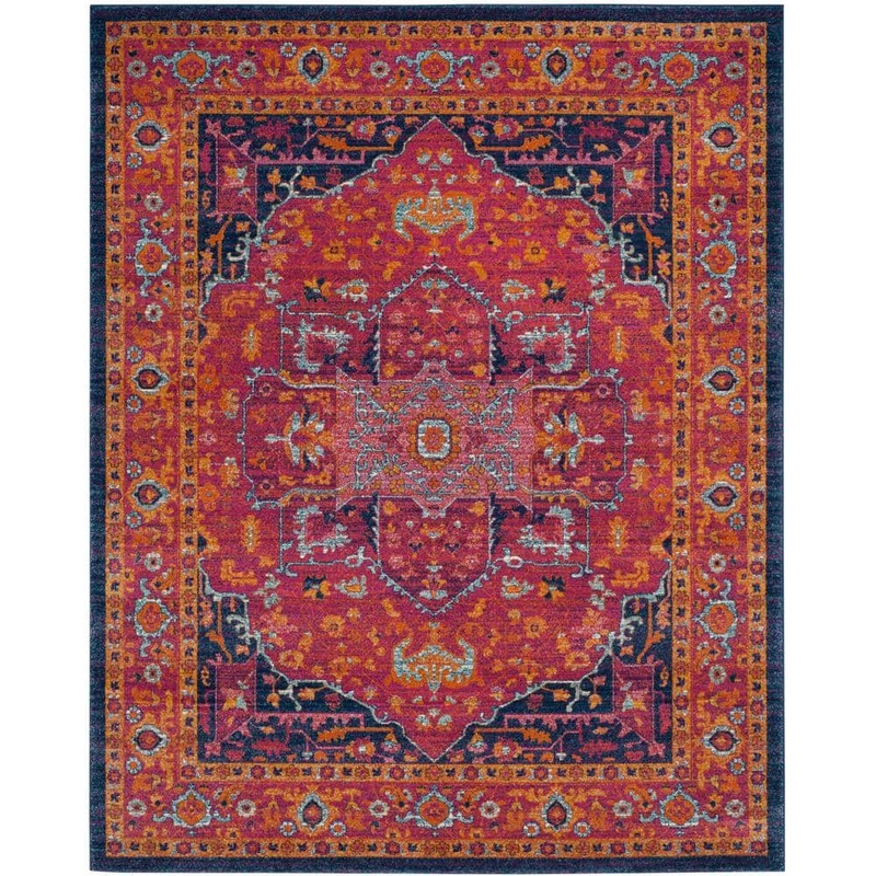 SAFAVIEH Evoke Fuchsia/Orange 8 ft. x 10 ft. Border Area Rug EVK275S-8