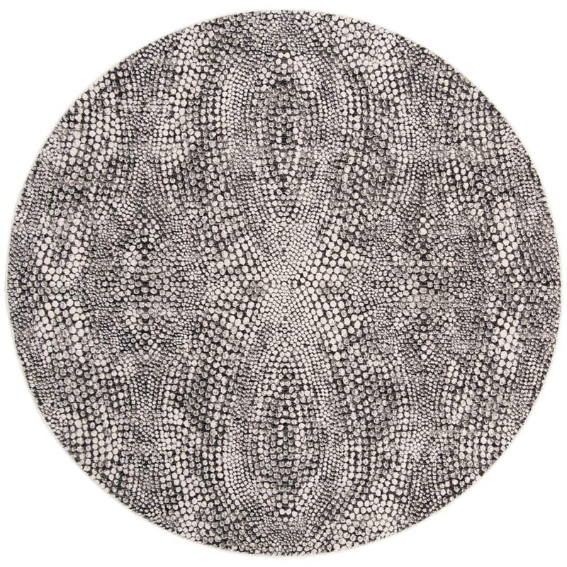 SAFAVIEH Lurex Black/Light Gray 7 ft. x 7 ft. Round Abstract Area Rug LUR185Z-7R