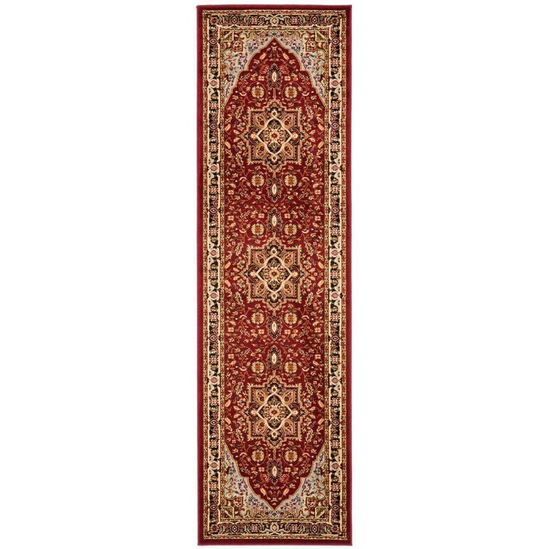 SAFAVIEH Lyndhurst Red/Black 2 ft. x 22 ft. Floral Border Medallion Runner Rug LNH330B-222