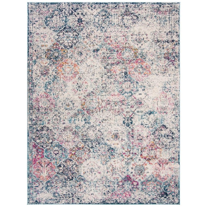 SAFAVIEH Madison Navy/Teal 8 ft. x 10 ft. Border Area Rug MAD611N-8