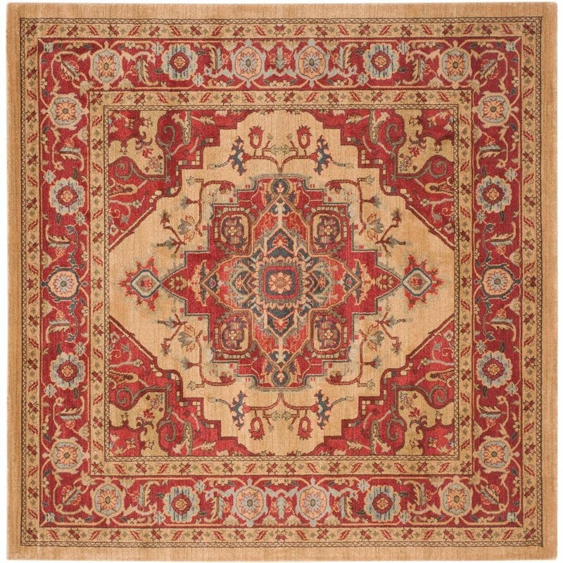 SAFAVIEH Mahal Red/Natural 9 ft. x 9 ft. Square Border Area Rug MAH698A-9SQ