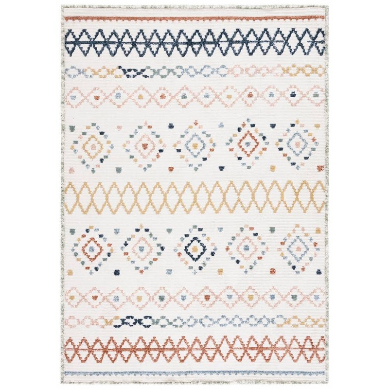 SAFAVIEH Marrakesh Ivory/Multi 9 ft. x 12 ft. Geometric Striped Area Rug MRK612A-9