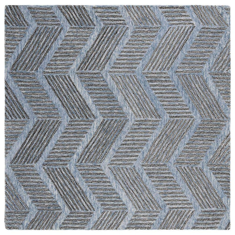 SAFAVIEH Metro Blue/Black 6 ft. x 6 ft. Chevron Square Area Rug MET453M-6SQ