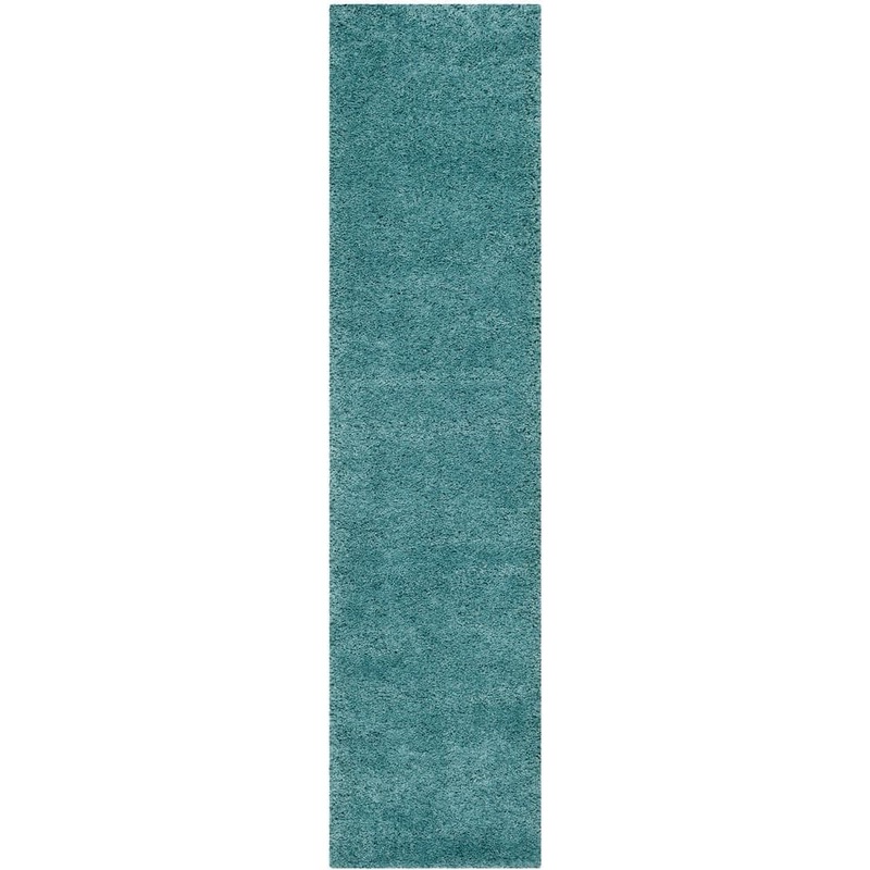 SAFAVIEH Milan Shag 2 ft. x 8 ft. Aqua Blue  Solid Runner Rug SG180-6060-28
