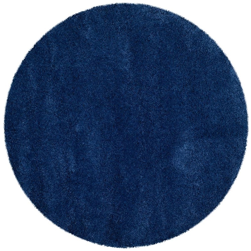 SAFAVIEH Milan Shag 5 ft. x 5 ft. Navy Round Solid Area Rug SG180-7070-5R
