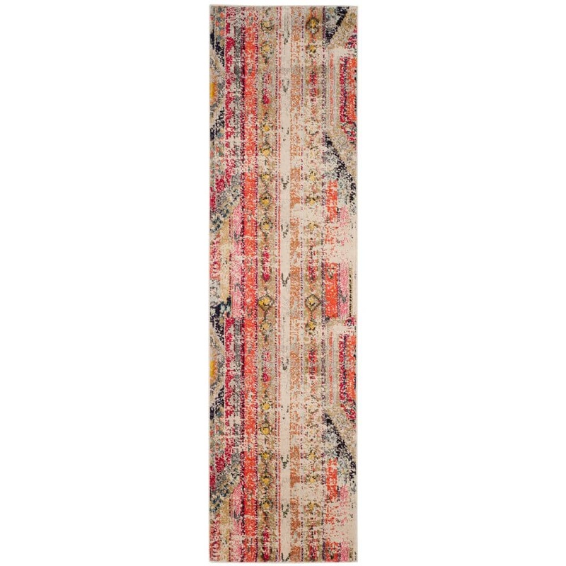 SAFAVIEH Monaco Light Gray/Multi 2 ft. x 8 ft. Distressed Runner Rug MNC222G-28