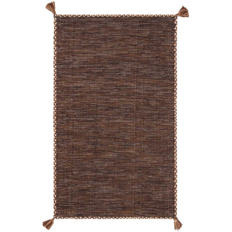 SAFAVIEH Montauk Brown/Black Doormat 2 ft. x 4 ft. Solid Color Striped Area Rug MTK150T-24