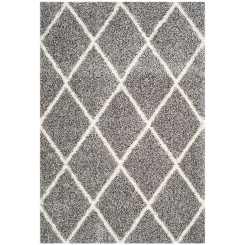 SAFAVIEH Montreal Shag Gray/Ivory 5 ft. x 8 ft. Geometric Diamonds Area Rug SGM831D-5