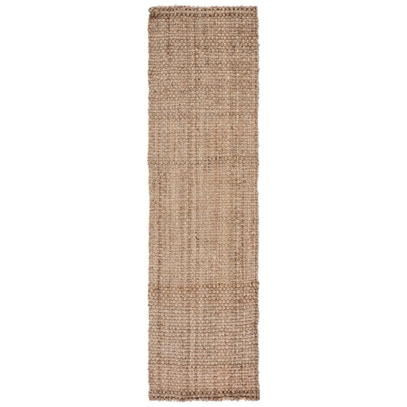 SAFAVIEH Natural Fiber Beige 2 ft. x 8 ft. Woven Crosstitch Runner Rug NF189A-28