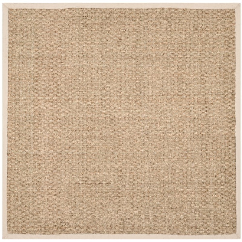 SAFAVIEH Natural Fiber Beige/Ivory 7 ft. x 7 ft. Square Border Area Rug NF114J-7SQ