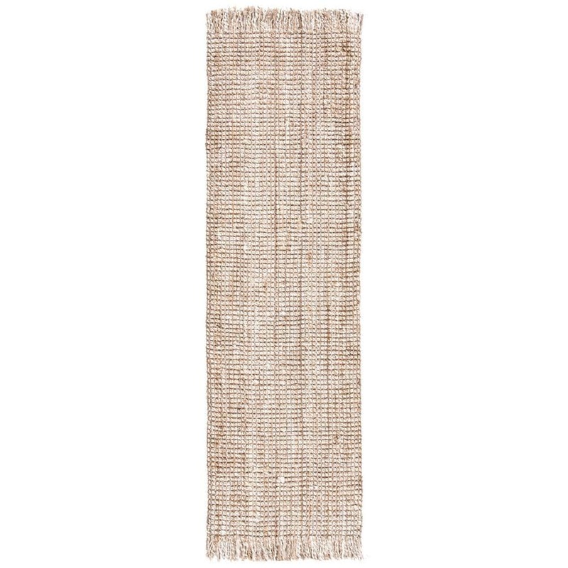 SAFAVIEH Natural Fiber Gray/Beige 2 ft. x 6 ft. Woven Thread Runner Rug NF825F-26