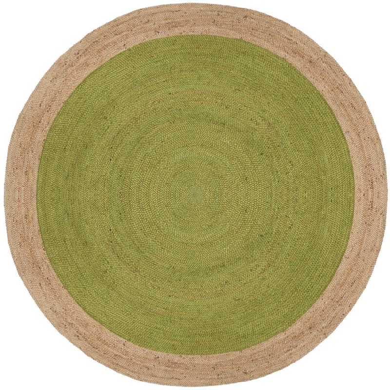 SAFAVIEH Natural Fiber Green/Beige 8 ft. x 8 ft. Round Border Area Rug NF801G-8R