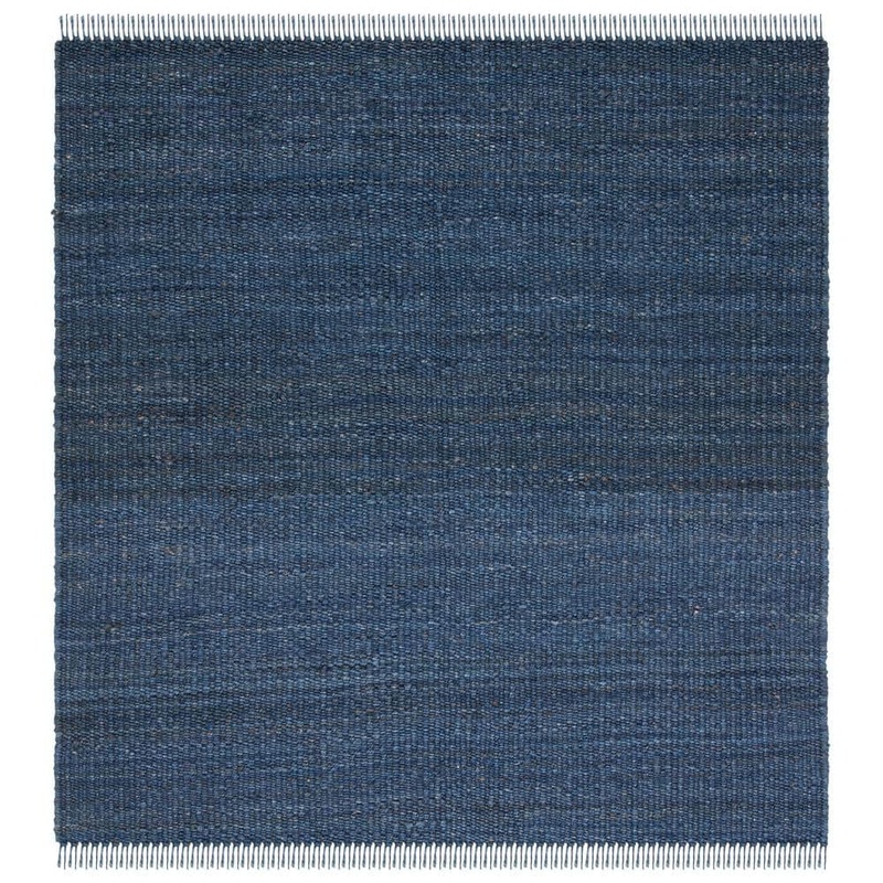 SAFAVIEH Natural Fiber Navy 8 ft. x 8 ft. Gradient Solid Color Square Area Rug NF368N-8SQ