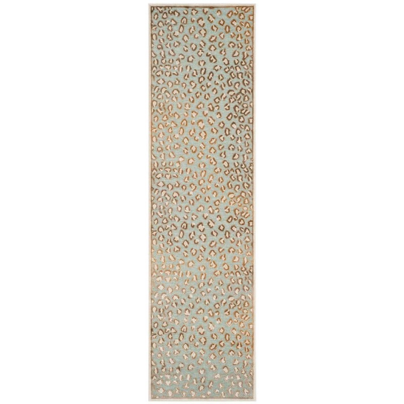 SAFAVIEH Paradise Stone/Aqua 2 ft. x 8 ft. Animal Print Runner Rug PAR84-3470-28
