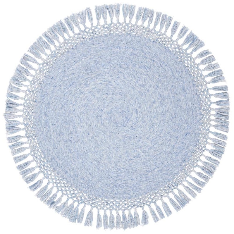 SAFAVIEH Sahara Blue Denim 6 ft. x 6 ft. Round Solid Area Rug SAH490L-6R