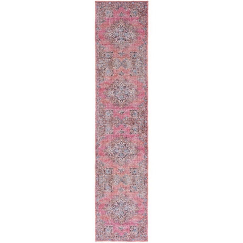 SAFAVIEH Serapi Pink/Beige 2 ft. x 9 ft. Machine Washable Geometric Distressed Runner Rug SEP580U-29