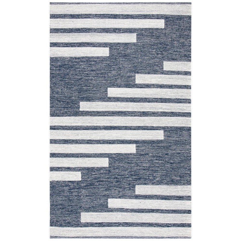 SAFAVIEH Striped Kilim Navy Ivory 8 ft. x 10 ft. Abostract Striped Area Rug STK514N-8