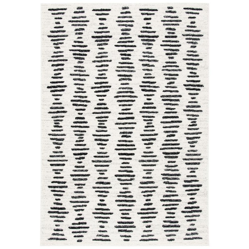 SAFAVIEH Tulum Ivory/Black 9 ft. x 12 ft. Chevron Striped Area Rug TUL644A-9