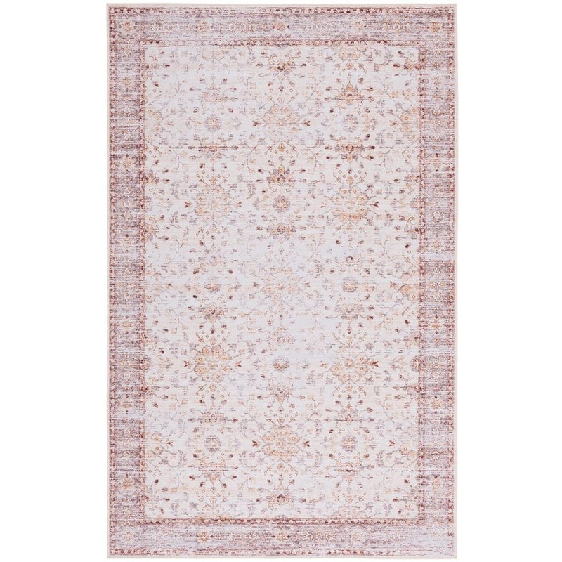 SAFAVIEH Tuscon Beige/Gold 4 ft. x 6 ft. Machine Washable Border Floral Area Rug TSN179B-4