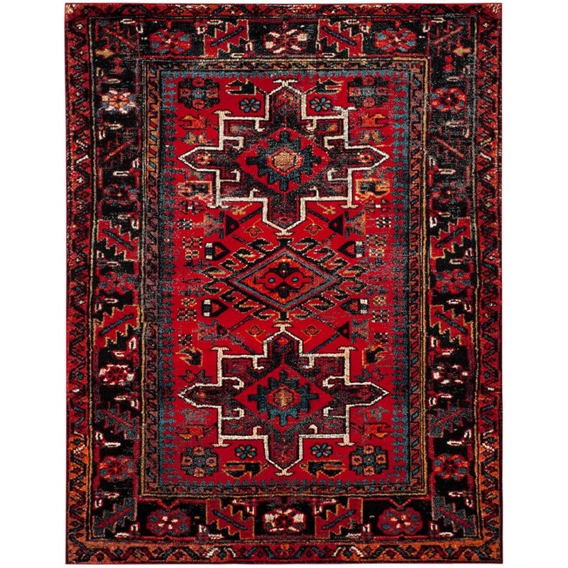 SAFAVIEH Vintage Hamadan Red/Multi 8 ft. x 10 ft. Floral Border Area Rug VTH211A-8