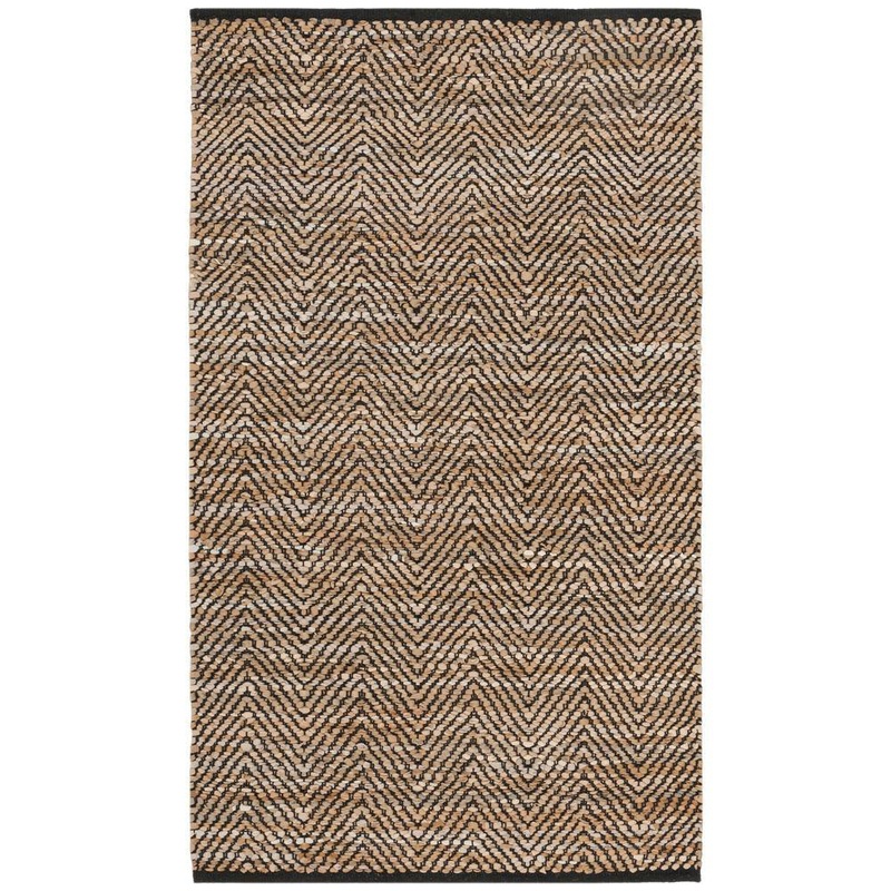 SAFAVIEH Vintage Leather Beige Doormat 3 ft. x 5 ft. Gradient Striped Chevron Area Rug VTL103B-3