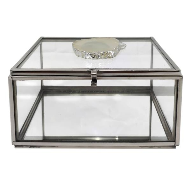 Glass Box with Agate Knob, 5×4