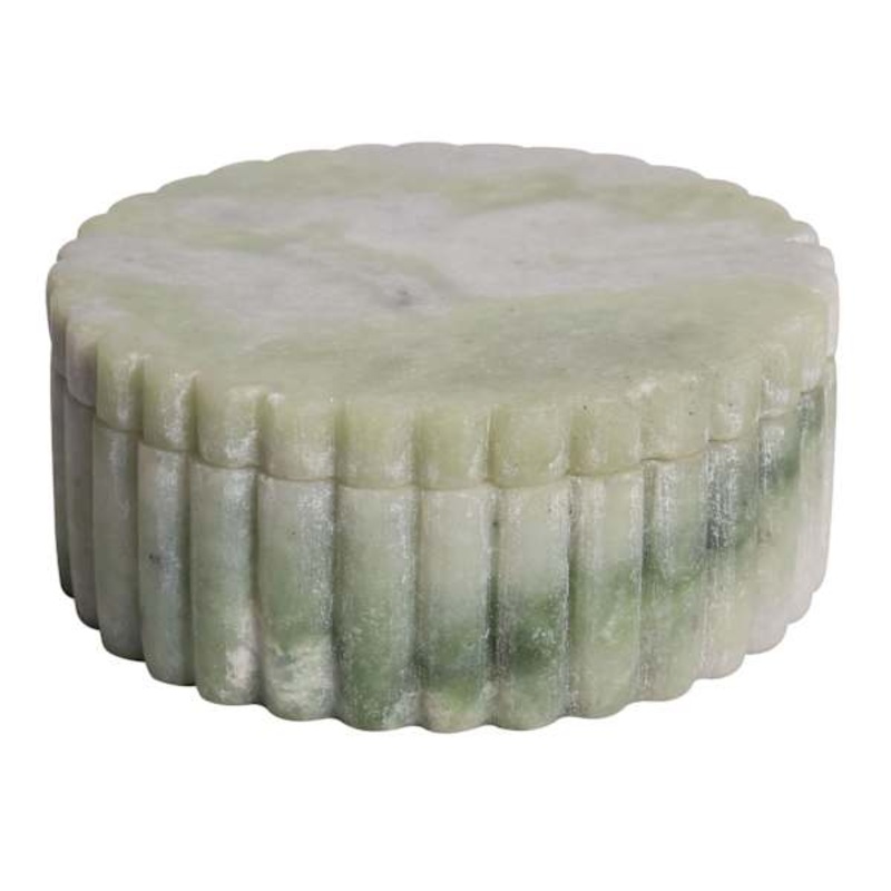 Light Green Ribbed Trinket Box, 5″