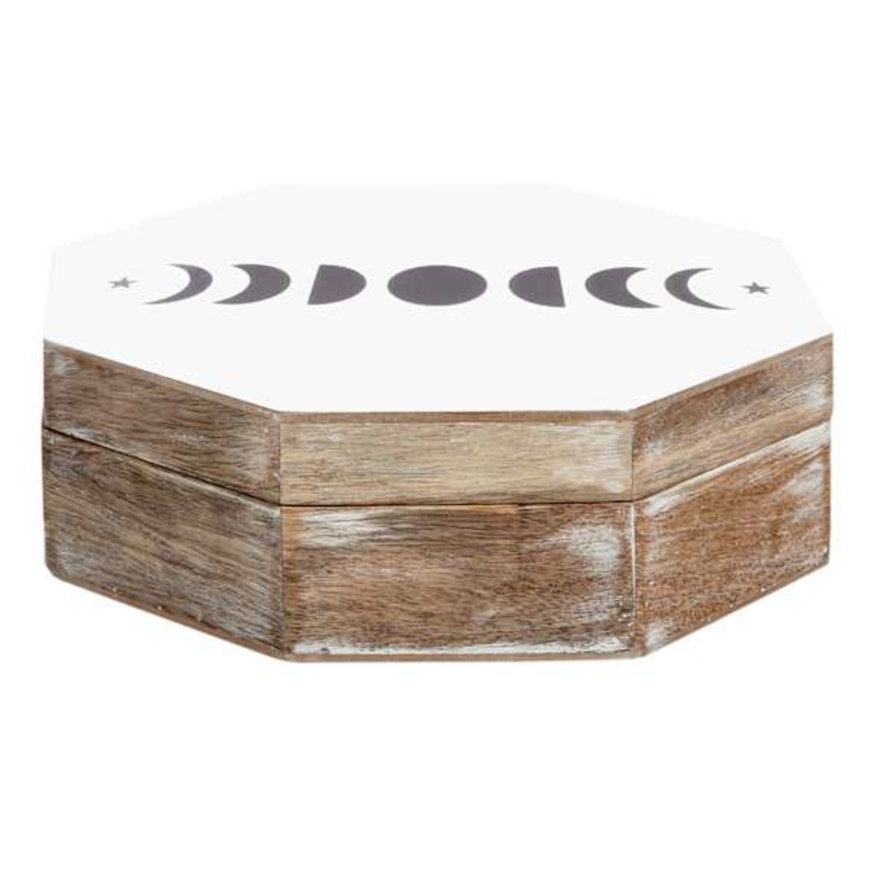 Moon Phases Hexagon Box, 8.5″