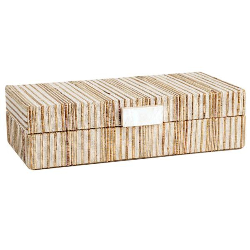 Neutral Water Hyacinth Striped Decorative Box, 10×5.5