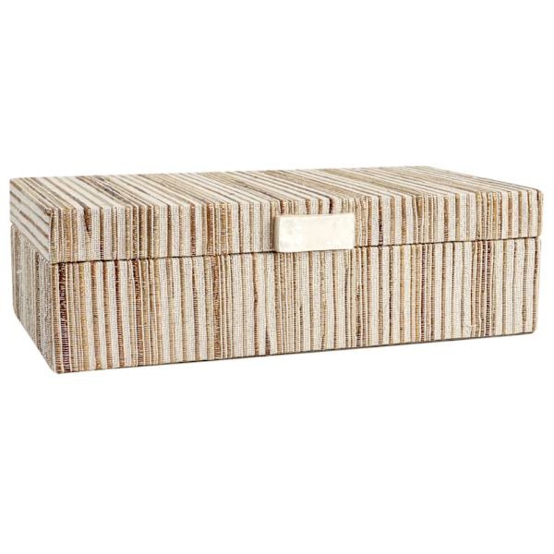 Neutral Water Hyacinth Striped Decorative Box, 13×7