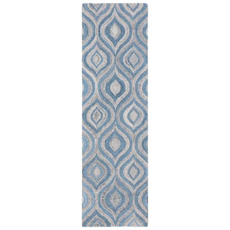SAFAVIEH Abstract Grey/Blue 2 ft. x 8 ft. Abstract Geometric Runner Rug ABT608F-28