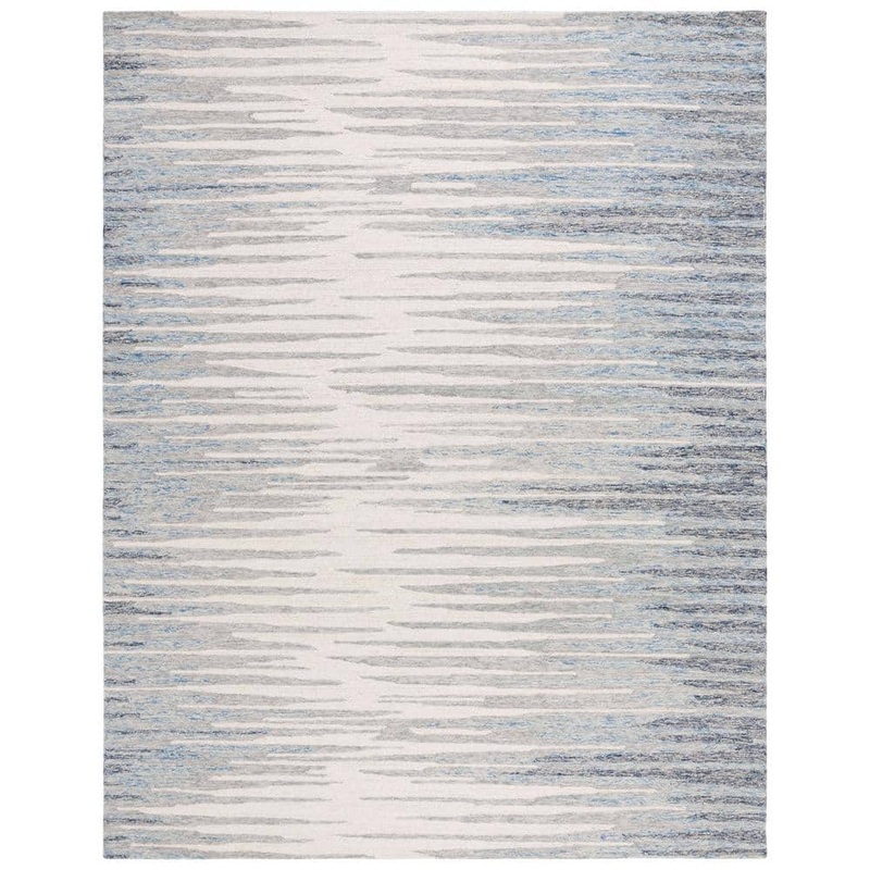 SAFAVIEH Abstract Ivory/Dark Blue 6 ft. x 9 ft. Contemporary Striped Area Rug ABT926M-6