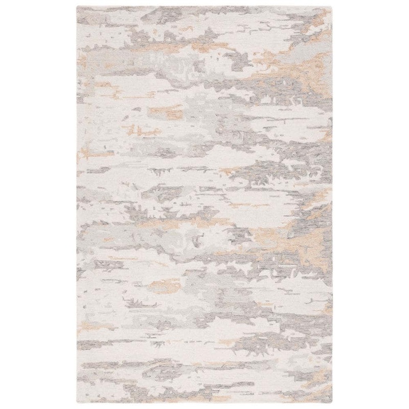 SAFAVIEH Abstract Ivory/Gray Doormat 3 ft. x 5 ft. Sky Area Rug ABT465F-3