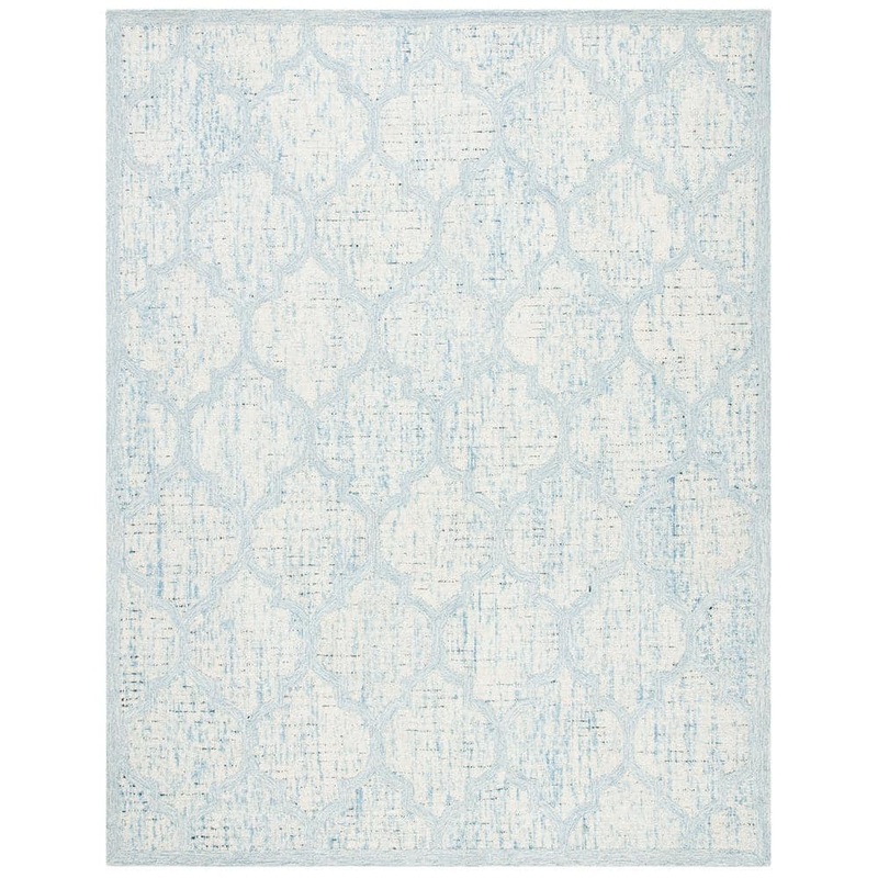 SAFAVIEH Abstract Ivory/Turquoise 8 ft. x 10 ft. Distressed Quatrefoil Area Rug ABT474K-8