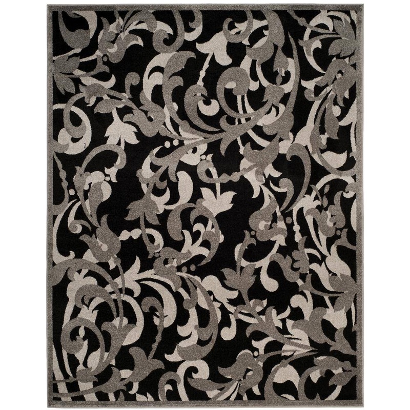 SAFAVIEH Amherst Anthracite/Light Gray 8 ft. x 10 ft. Border Area Rug AMT428G-8