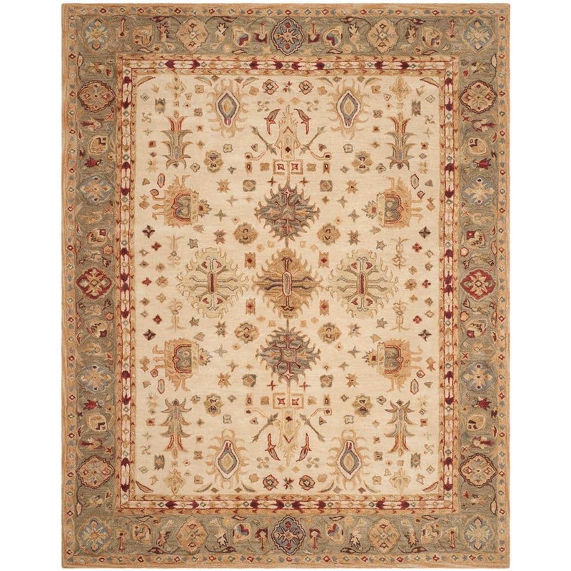 SAFAVIEH Anatolia Ivory 8 ft. x 10 ft. Border Distressed Geometric Area Rug AN547B-8